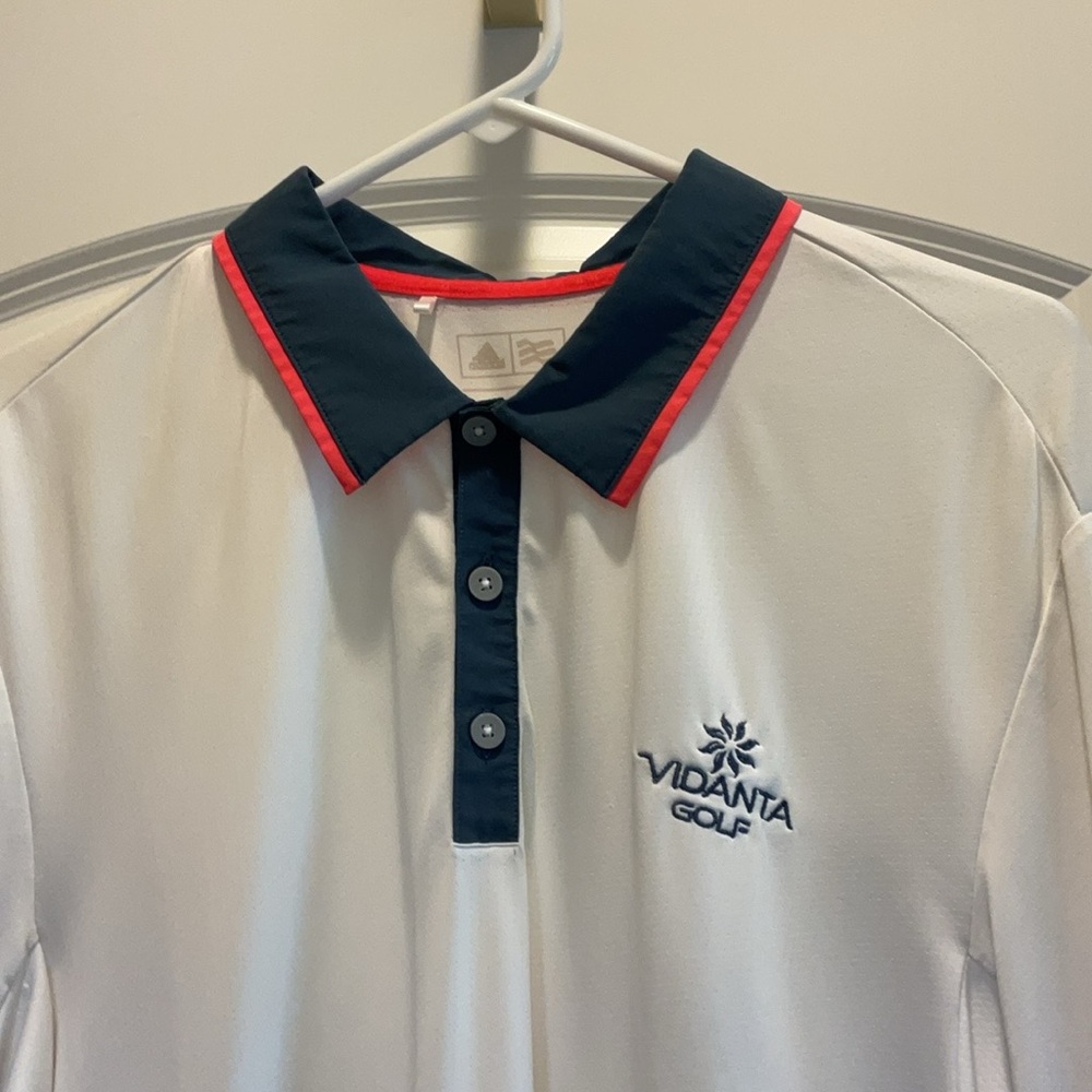 Adidas White and Navy Polo Shirt